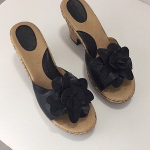 Bjorndal Black Leia  Leather  Platform Wedges Size 9.5 221132